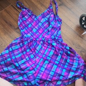 Maxine of Hollywood Purple and Blue Plaid Swimsuit
